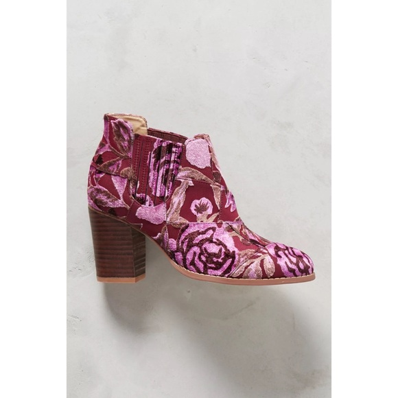 Anthropologie Pink Floral Ankle Boots - Picture 2 of 9